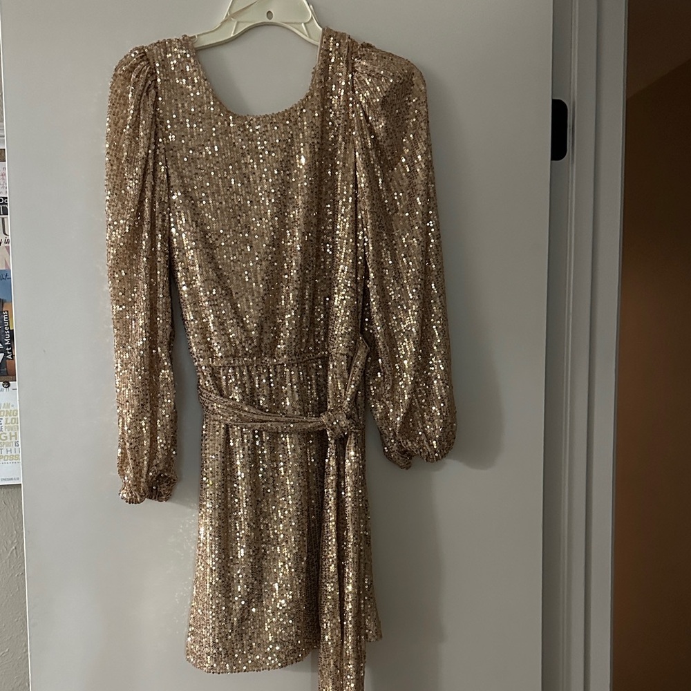 Miami Shimmering Gold Long Sleeve Dress